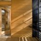 An interior view behind the solar shading louver at University of Virginia